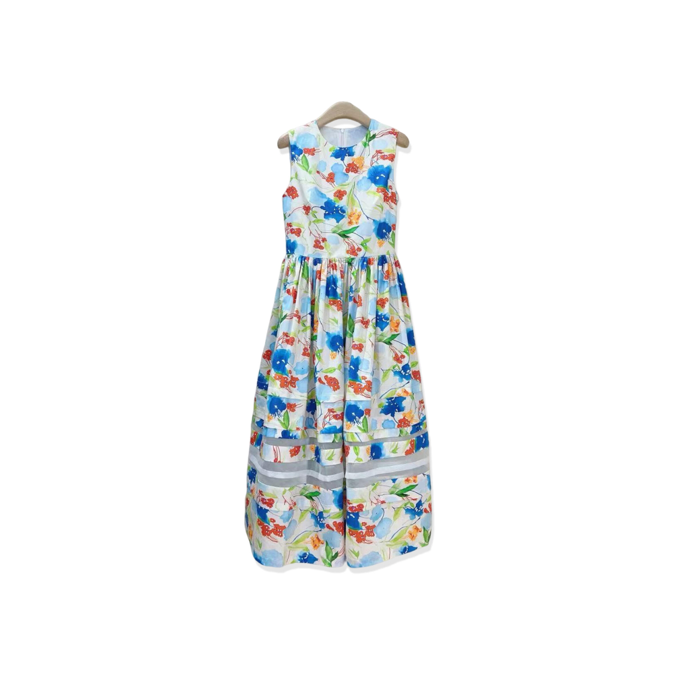 CAROLINA HERRERA WHITE SLEEVELESS COTTON MIDI